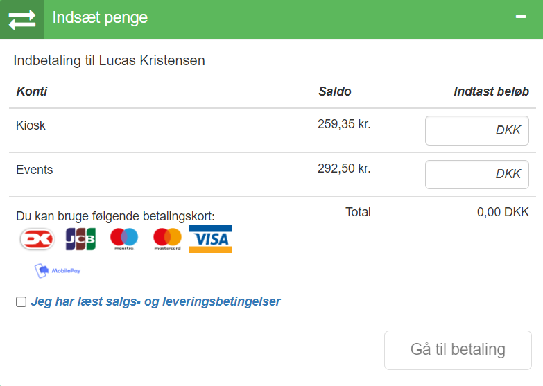 EasyKom - Indsæt penge