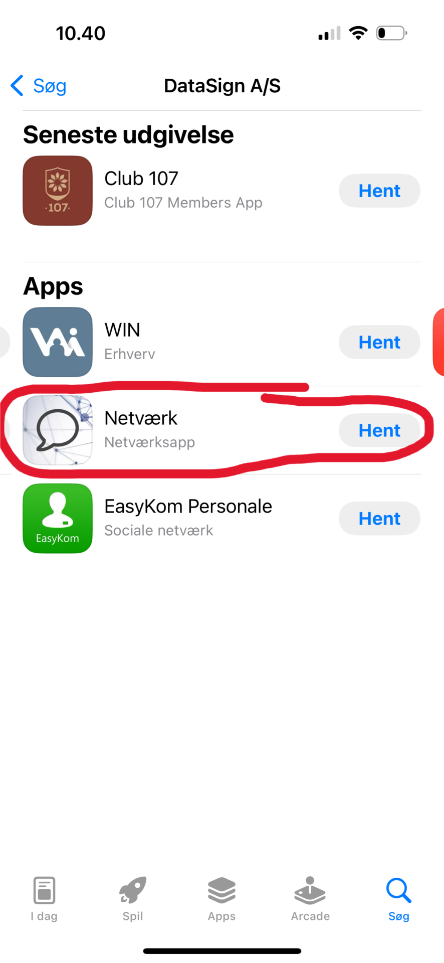 NetværksApp i AppStore