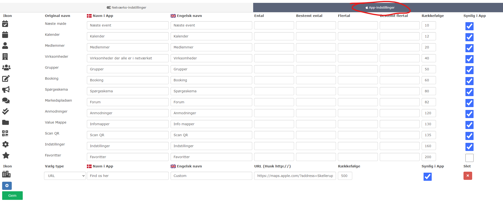 NetværksApp - Ændre navn på genveje