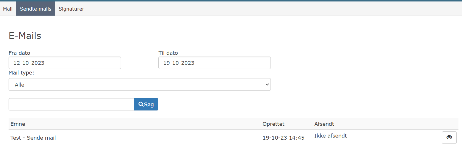 NetværksApp - Sendte mails