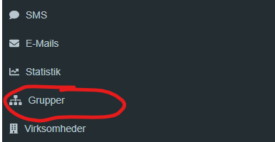 NetværksApp - grupper menu
