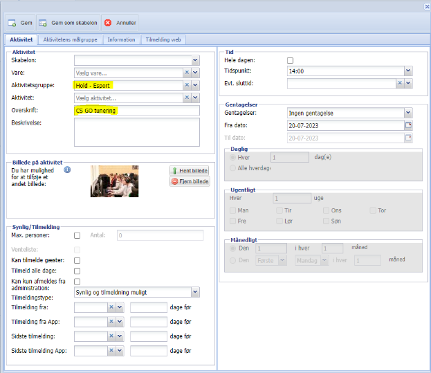 EasyKom - Opret aktivitet 3