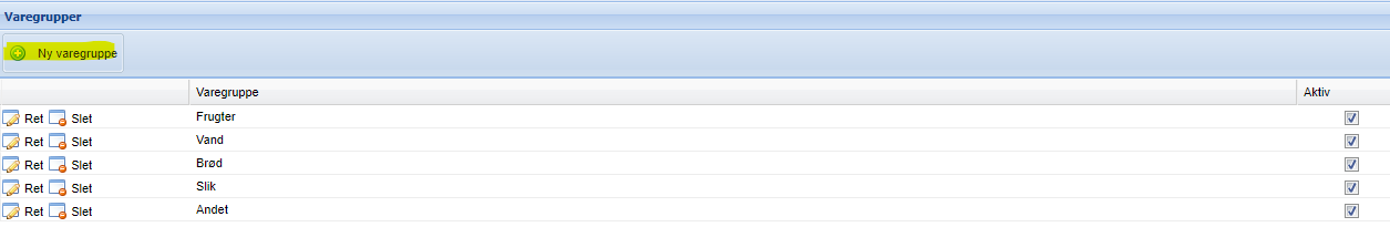 EasyKom - Opret varegruppe