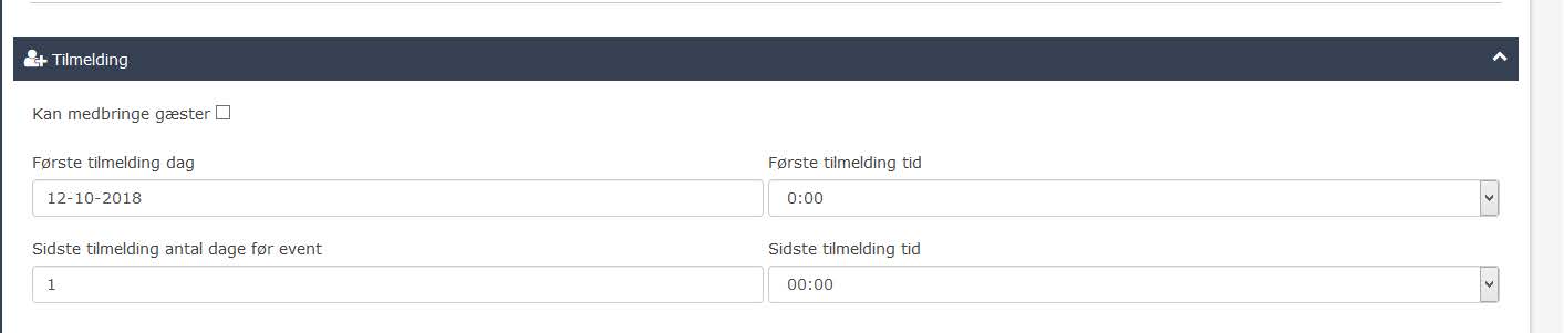 NetværksApp - Tilmelding Event