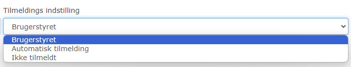 NetværksApp - Tilmeldingsindstillinger