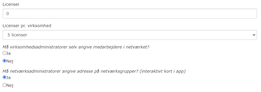 NetværksApp - licenser