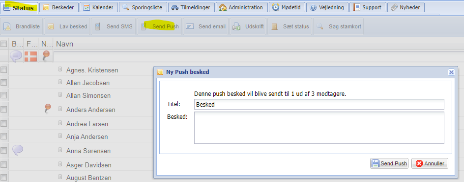 Push besked til enkelt personer 1